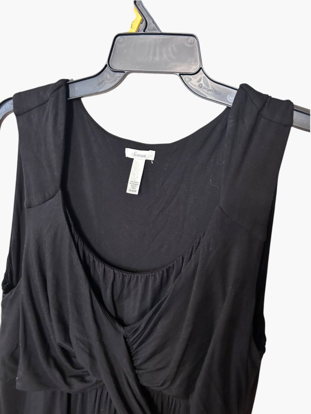 Soma Black Sleeveless Draped Twist-Front Jersey Maxi Dress Rayon XL
